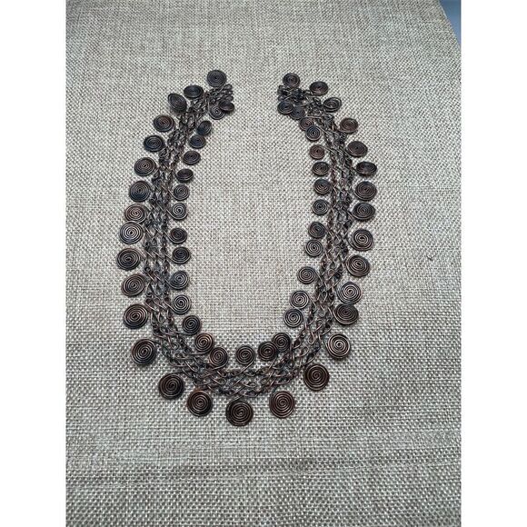 Vintage Copper Coiled Spiral Chain Link Necklace 16" Handmade Egyptian Style - Picture 5 of 7